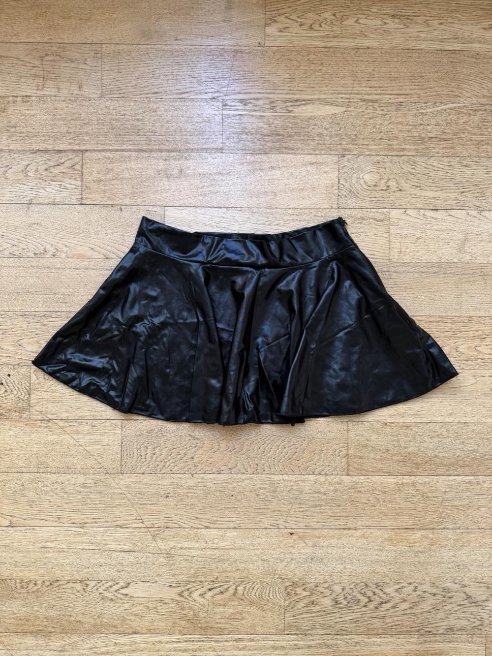Y2K Black Faux Leather Micro Mini Skirt Grunge